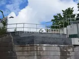 railway bridge with safety handrails in Wales, UK